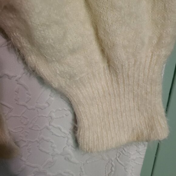 Time and Tru NWOT Fair Isle Fuzzy Ivory Gold Pink & Blue Sweater Size XXL - Picture 5 of 10